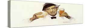 Man with Sandwich and Glass of Beer-Norman Rockwell-Stretched Canvas