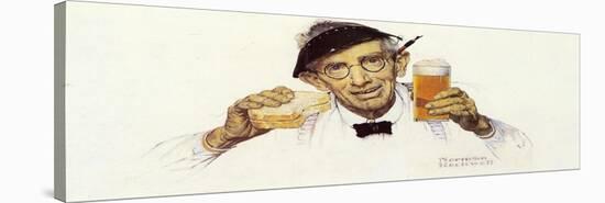 Man with Sandwich and Glass of Beer-Norman Rockwell-Stretched Canvas