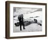 Man with Sheep on Snowy Hills, 1943-null-Framed Photographic Print