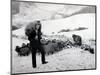 Man with Sheep on Snowy Hills, 1943-null-Mounted Photographic Print