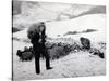 Man with Sheep on Snowy Hills, 1943-null-Stretched Canvas