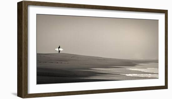 Man with Surfboard Standing on the Beach and Watching the Waves in Plage Des Casernes, France-Axel Brunst-Framed Photographic Print