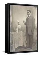 Man with Terrier-null-Framed Stretched Canvas