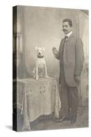Man with Terrier-null-Stretched Canvas