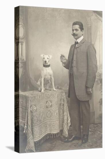 Man with Terrier-null-Stretched Canvas