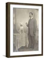 Man with Terrier-null-Framed Art Print