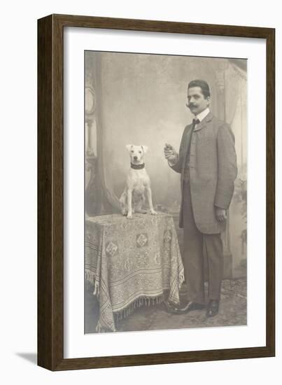 Man with Terrier-null-Framed Art Print