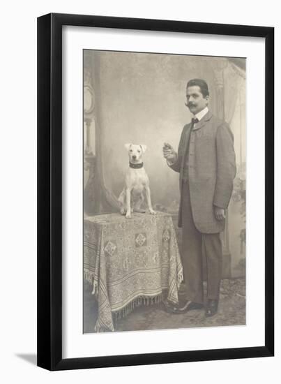 Man with Terrier-null-Framed Art Print