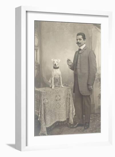 Man with Terrier-null-Framed Art Print