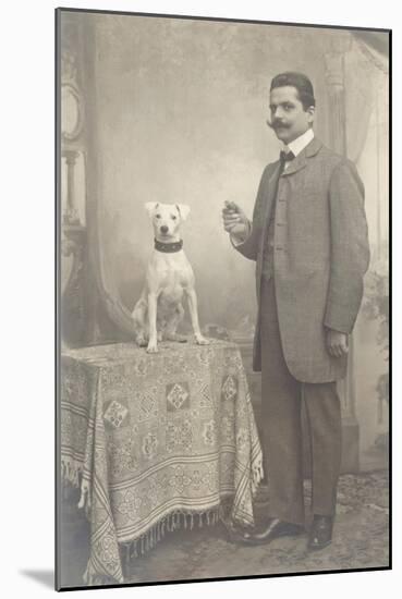 Man with Terrier-null-Mounted Art Print
