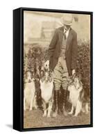 Man with Three Dogs in a Garden-null-Framed Stretched Canvas