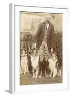 Man with Three Dogs in a Garden-null-Framed Photographic Print