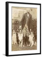 Man with Three Dogs in a Garden-null-Framed Photographic Print