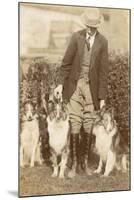 Man with Three Dogs in a Garden-null-Mounted Photographic Print