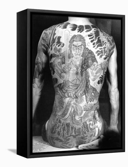 Man with Traditional Japanese Irezumi Tattoo, c.1910-Japanese Photographer-Framed Stretched Canvas