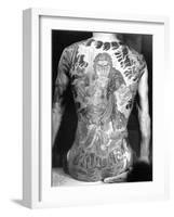 Man with Traditional Japanese Irezumi Tattoo, c.1910-Japanese Photographer-Framed Photographic Print