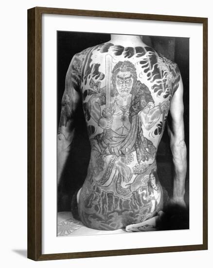 Man with Traditional Japanese Irezumi Tattoo, c.1910-Japanese Photographer-Framed Photographic Print