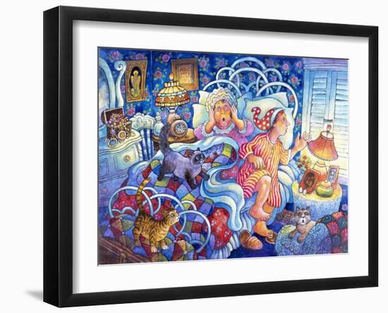 Man Woman and Cats are Woken Up-Bill Bell-Framed Giclee Print