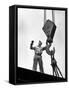 Man Working as a Rigger During Building of a Ship-George Strock-Framed Stretched Canvas