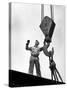 Man Working as a Rigger During Building of a Ship-George Strock-Stretched Canvas