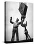Man Working as a Rigger During Building of a Ship-George Strock-Stretched Canvas