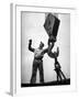 Man Working as a Rigger During Building of a Ship-George Strock-Framed Photographic Print