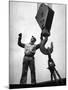 Man Working as a Rigger During Building of a Ship-George Strock-Mounted Photographic Print