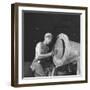 Man Working at One of the Sun Shipbuilding and Drydock Co. Shipyards-null-Framed Photographic Print