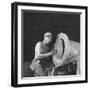 Man Working at One of the Sun Shipbuilding and Drydock Co. Shipyards-null-Framed Photographic Print