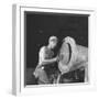 Man Working at One of the Sun Shipbuilding and Drydock Co. Shipyards-null-Framed Photographic Print