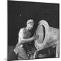 Man Working at One of the Sun Shipbuilding and Drydock Co. Shipyards-null-Mounted Photographic Print