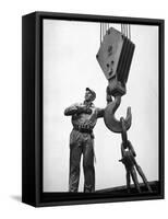 Man Working in Shipbuilding Industry-George Strock-Framed Stretched Canvas