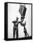 Man Working in Shipbuilding Industry-George Strock-Framed Stretched Canvas