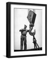 Man Working in Shipbuilding Industry-George Strock-Framed Photographic Print