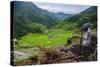 Man Working in the Batad Rice Terraces, Part of the UNESCO World Heritage Site of Banaue, Luzon-Michael Runkel-Stretched Canvas