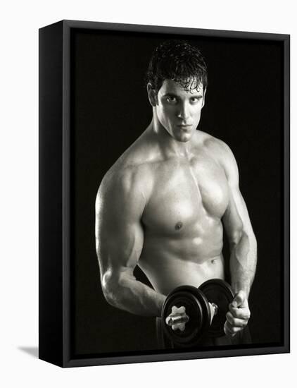 Man Working Out with Hand Wieghts, New York, New York, USA-Chris Trotman-Framed Stretched Canvas