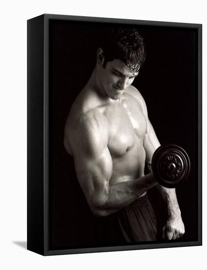 Man Working Out with Hand Wieghts, New York, New York, USA-Chris Trotman-Framed Stretched Canvas