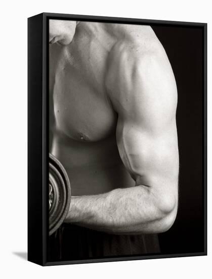 Man Working Out with Hand Wieghts, New York, New York, USA-Chris Trotman-Framed Stretched Canvas