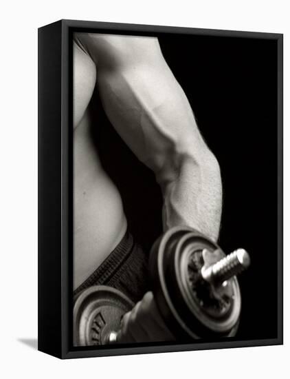 Man Working Out with Hand Wieghts, New York, New York, USA-Chris Trotman-Framed Stretched Canvas