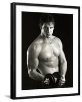 Man Working Out with Hand Wieghts, New York, New York, USA-Chris Trotman-Framed Photographic Print