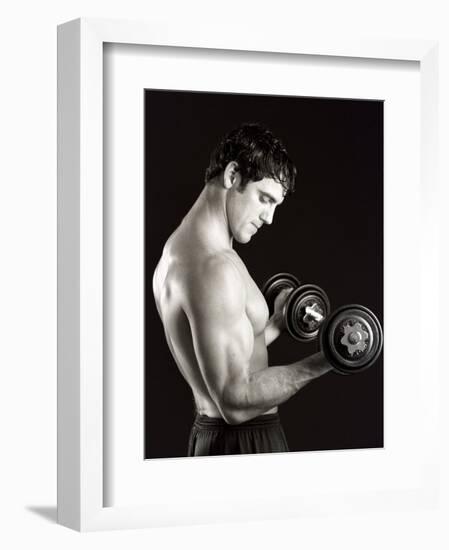 Man Working Out with Hand Wieghts, New York, New York, USA-Chris Trotman-Framed Photographic Print