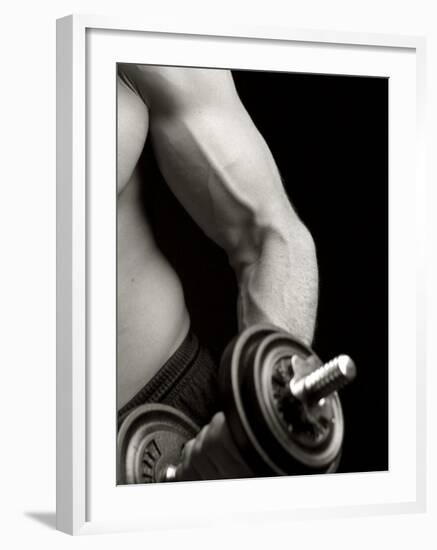 Man Working Out with Hand Wieghts, New York, New York, USA-Chris Trotman-Framed Photographic Print