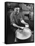Man Working with Molded Plastics at Barton Molding Co-Hansel Mieth-Framed Stretched Canvas