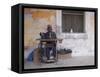 Man Works His Sewing Machine on Ibo Island, Part of the Quirimbas Archipelago, Mozambique-Julian Love-Framed Stretched Canvas