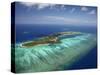 Mana Island and Coral Reef, Mamanuca Islands, Fiji-David Wall-Stretched Canvas