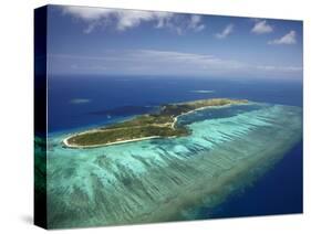 Mana Island and Coral Reef, Mamanuca Islands, Fiji-David Wall-Stretched Canvas
