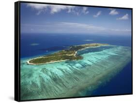 Mana Island and Coral Reef, Mamanuca Islands, Fiji-David Wall-Framed Stretched Canvas