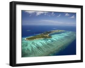 Mana Island and Coral Reef, Mamanuca Islands, Fiji-David Wall-Framed Photographic Print