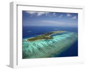 Mana Island and Coral Reef, Mamanuca Islands, Fiji-David Wall-Framed Photographic Print