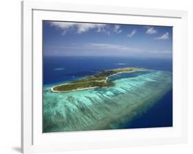 Mana Island and Coral Reef, Mamanuca Islands, Fiji-David Wall-Framed Photographic Print